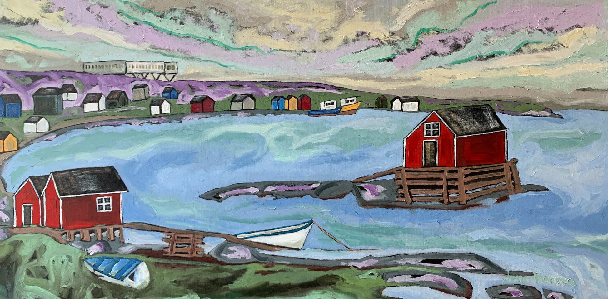 Oil artwork titled Joe Batt’s Arm, Fogo Island, NL