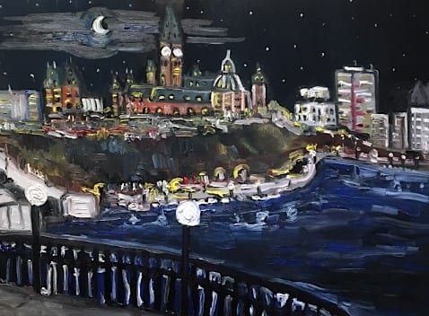 Oil artwork titled Midnight View of Parliament