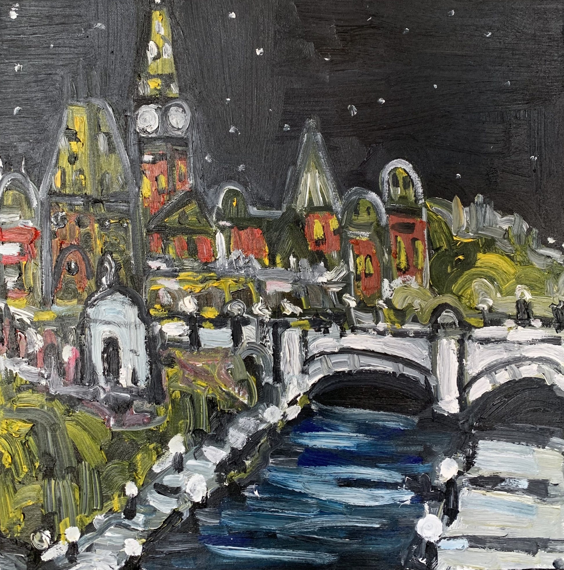 Oil artwork titled Midnight on the Rideau Canal