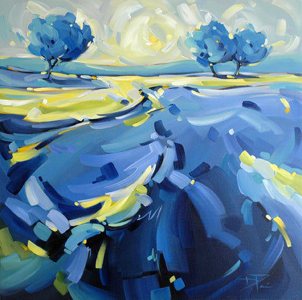 Acrylic artwork titled Vague de Bleus