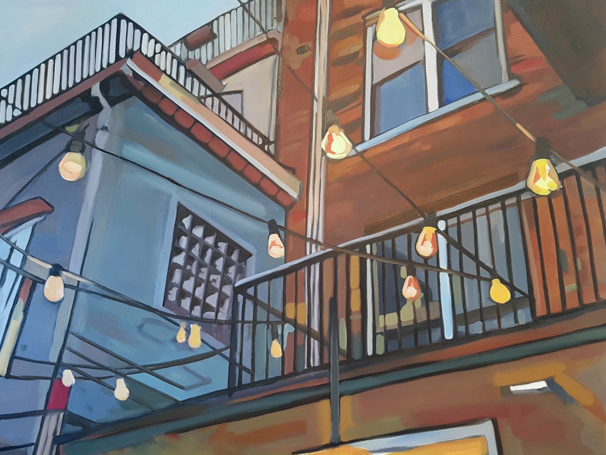 Oil artwork titled Terrace Twilight